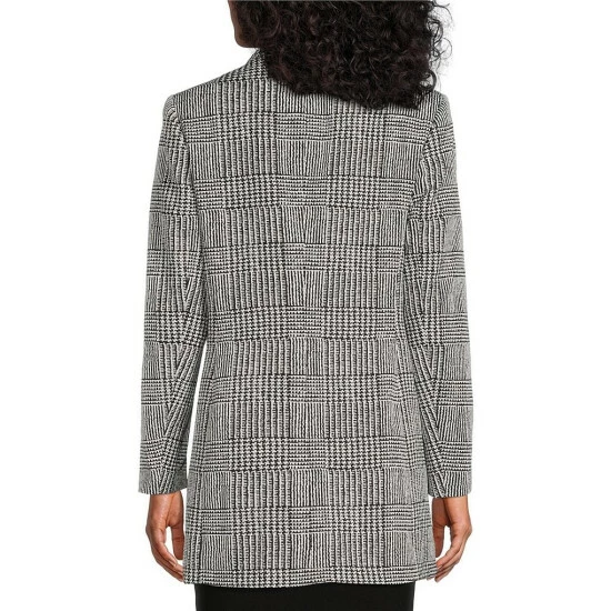 New ๐ Kasper Plaid Print Stand Collar Button Front Topper Jacket Black/vanilla Ice ๐ - Image 2