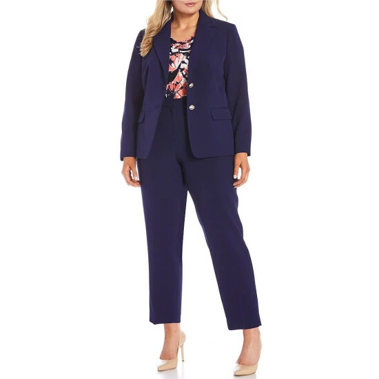 Flash Sale π Kasper Plus Size Sophie Two Button Notch Lapel Long Sleeve Crepe Blazer Kasper Navy π - Image 3