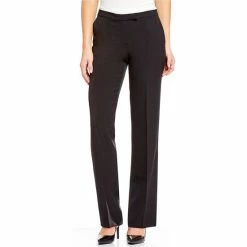 Promo 🌟 Kasper Petite Size Stretch Crepe Straight-Leg Pants Black 🎉