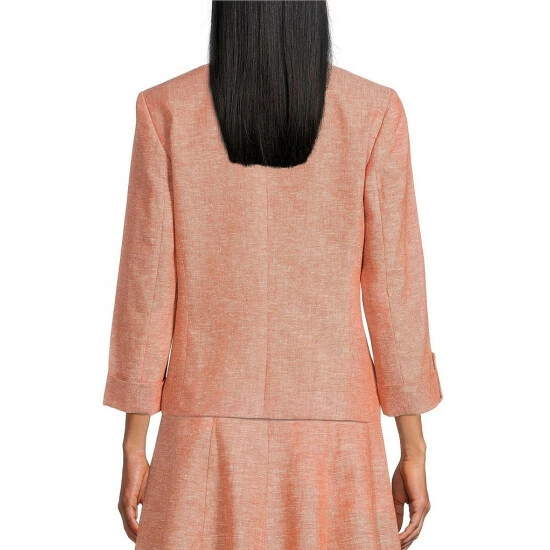 Top 10 π₯ Kasper Linen 3/4 Roll-Tab Sleeve Shawl Collar Open Front Coordinating Jacket Papaya/white π - Image 2