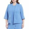 Best Pirce 🎁 Kasper Plus Size Open Lapel 3/4 Sleeve Jacket Wedgewood 🎁