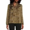 Buy 🔔 Kasper Satin Animal Printed Long Sleeve Bow Tie V-Neck Blouse Marigold Combo ⭐